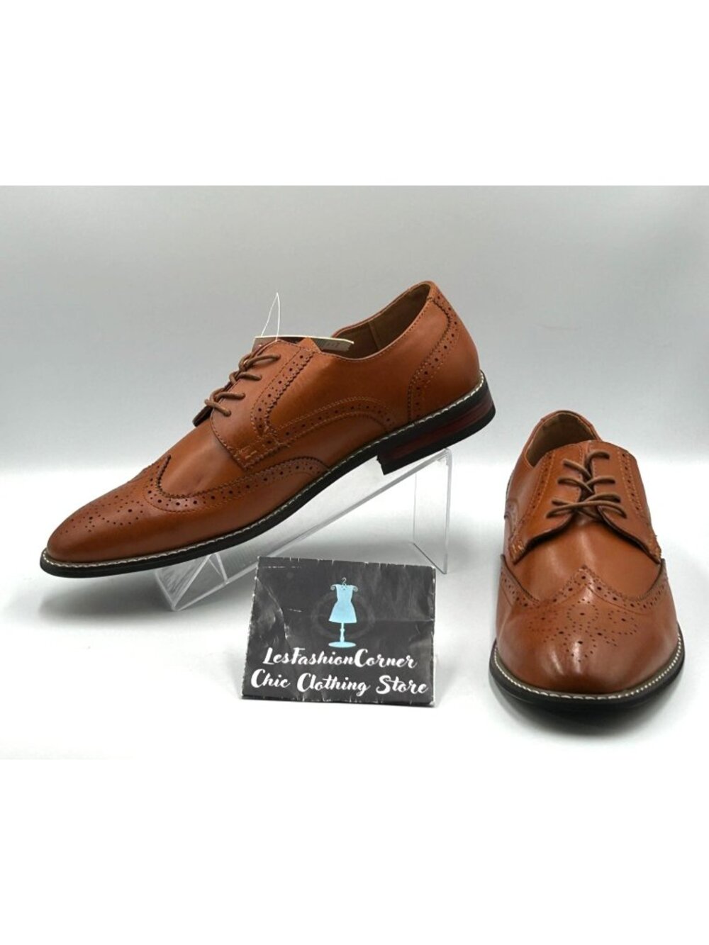 NWT NO Brand Men's Brown Leather Oxford Wingtip Brogue Dress Shoes Sz 11.5 3066
